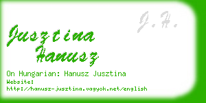 jusztina hanusz business card
